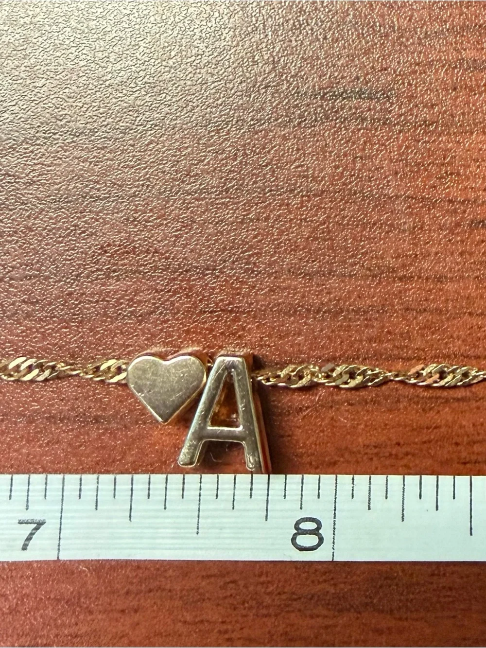Gold Initial 'A' Heart Charm necklace